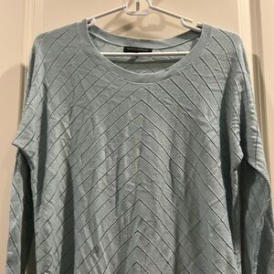 Banana Republic womens zigzag pointelle stitch crewneck sweater size M aqua